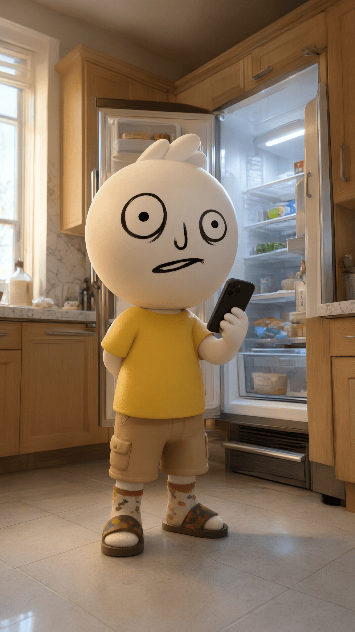 walked into the kitchen. opened the fridge. forgot why. closed it. opened it again in case the fridge remembered. it did not. turns out i was looking for my phone. it was in my hand the whole time. wait what. chart also just standing there not knowing why. herp derp